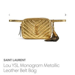 Ysl monogram metallic gold leather belt bag